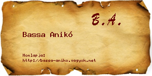 Bassa Anikó névjegykártya